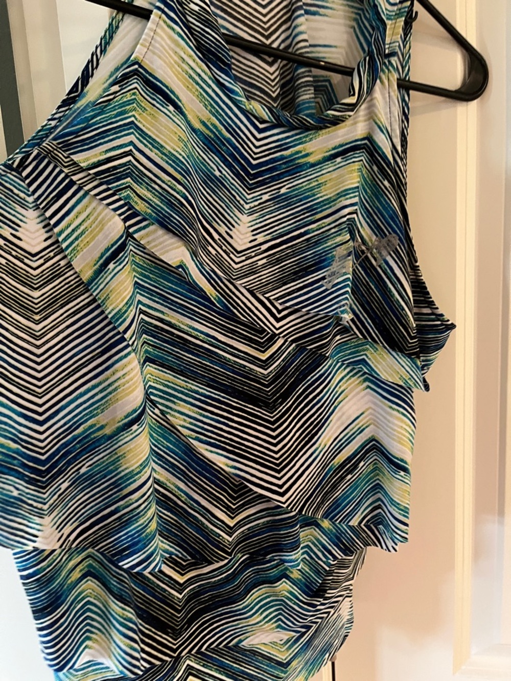 Worthington Blue, Green & Black Striped Chevron Top - Picture 3 of 4